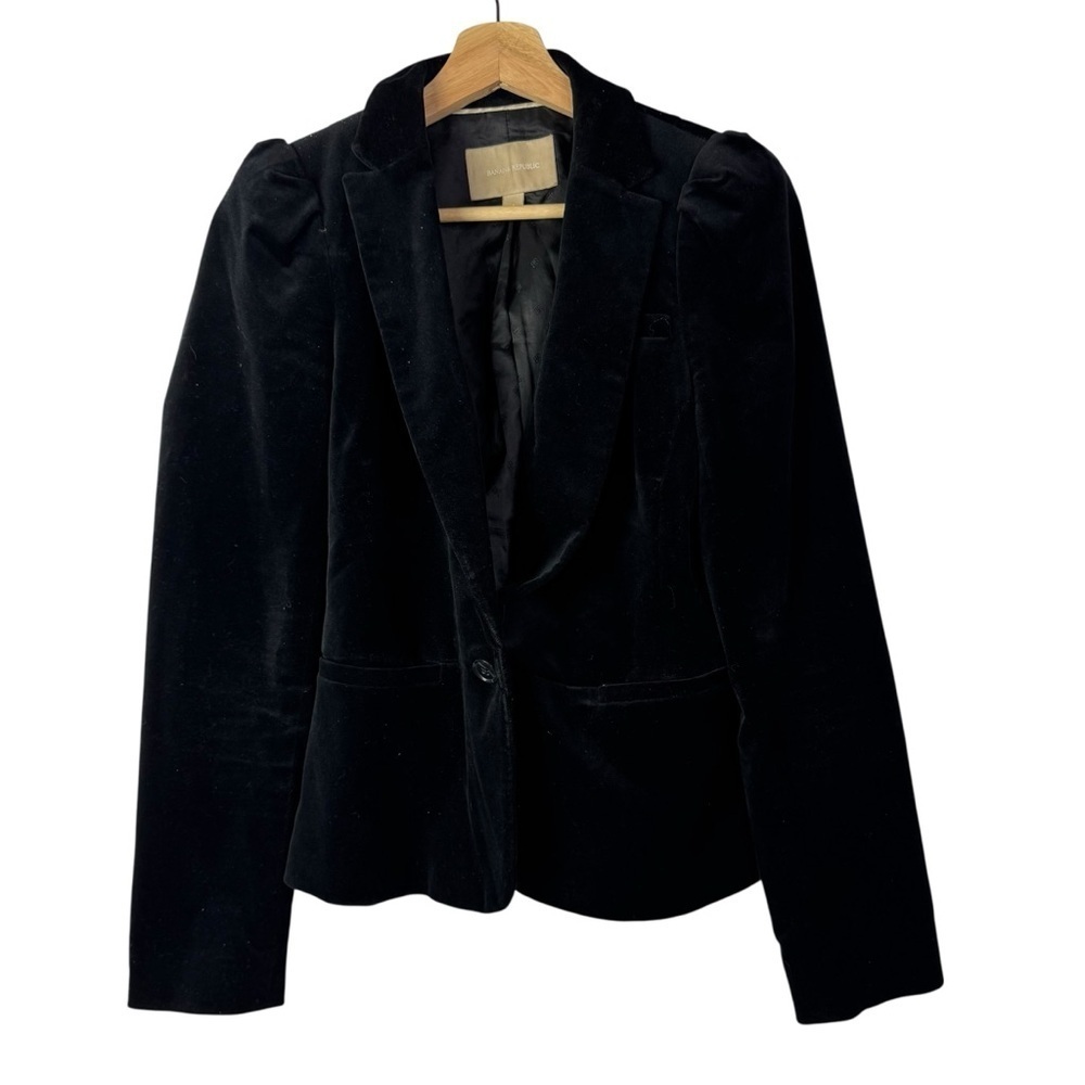 Banana Republic Black Velvet Single Button Dress Blazer‎ 4
